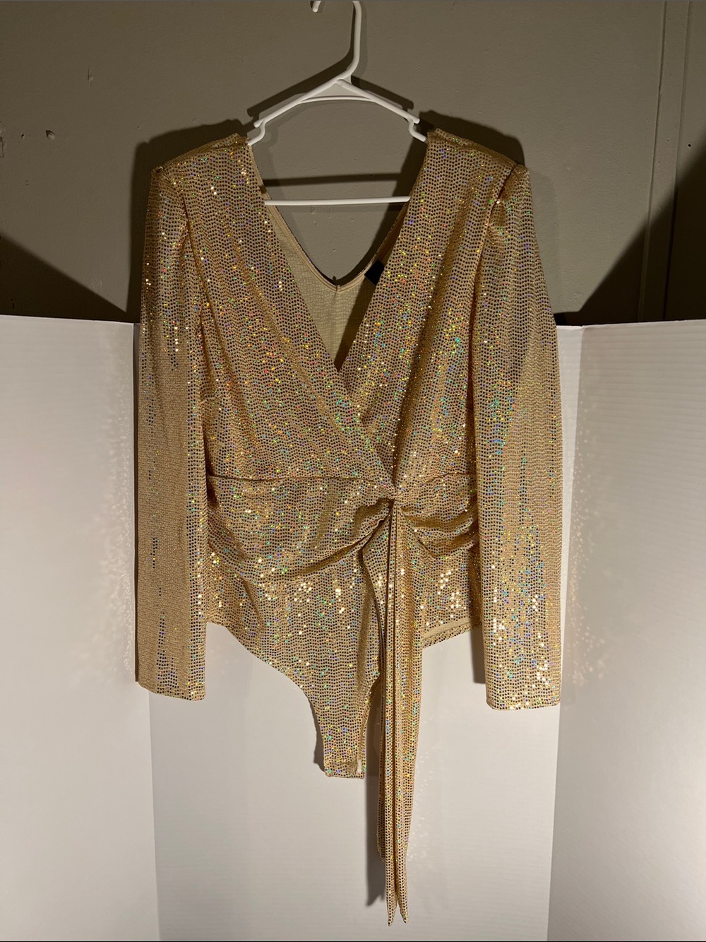Shimmer Belted Long Sleeve Body Suit - Gibiu NWT 3XL